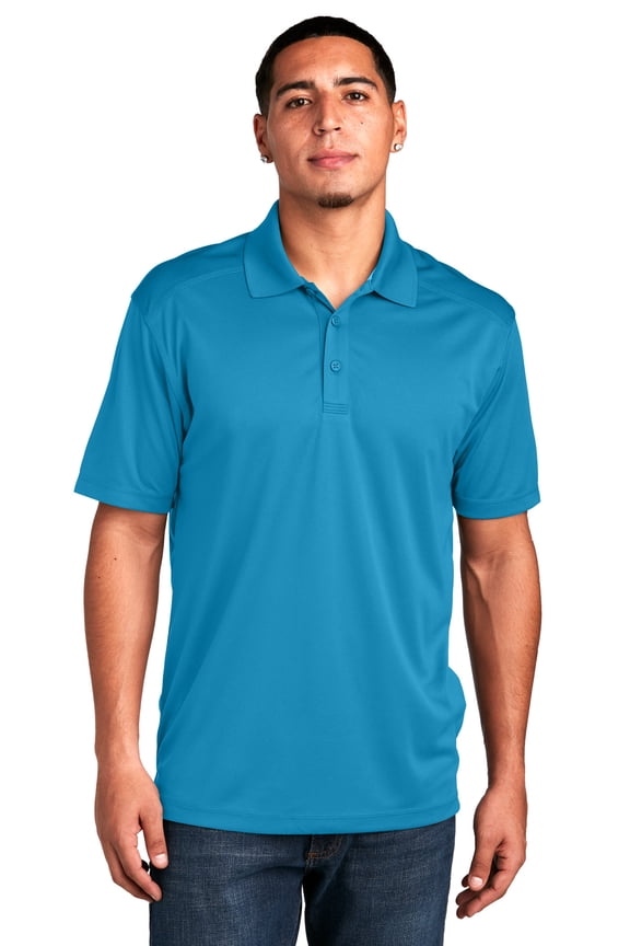 Sport Tek Adult Male Men Plain Short Sleeves Polo Blue Wake X-Large
