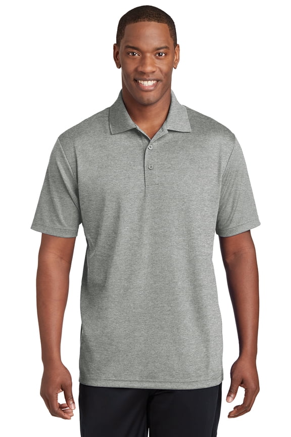 Sport Tek Adult Male Men Plain Short Sleeves Polo Grey Heather Large