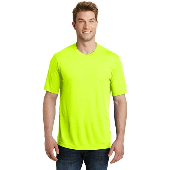 Sport Tek Adult Male Men Plain Short Sleeves T-Shirt Neon Yellow 3X-Large