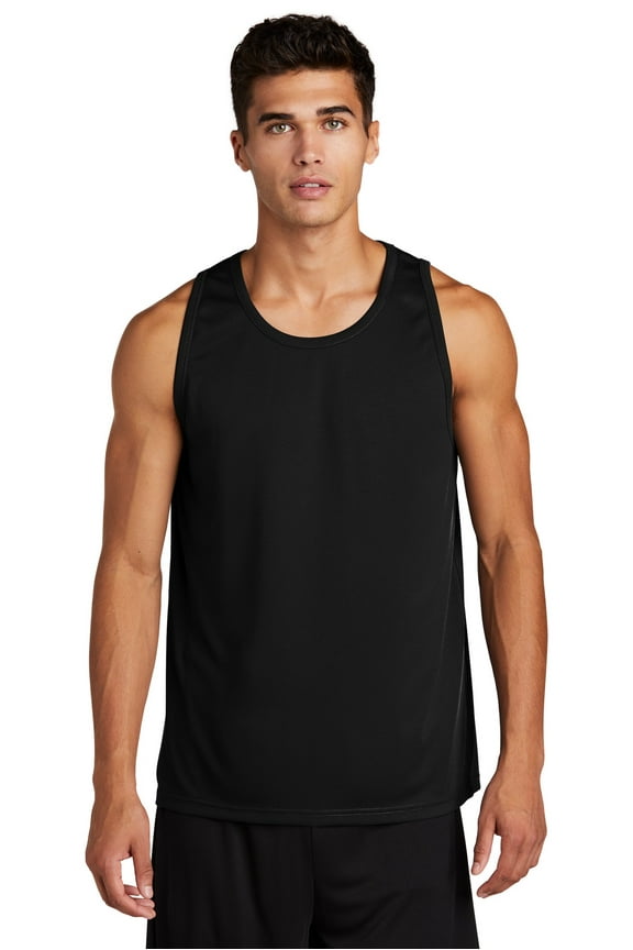 Sport Tek Adult Male Men Scoop Neck Plain sleeveless Tank Black 4X-Large