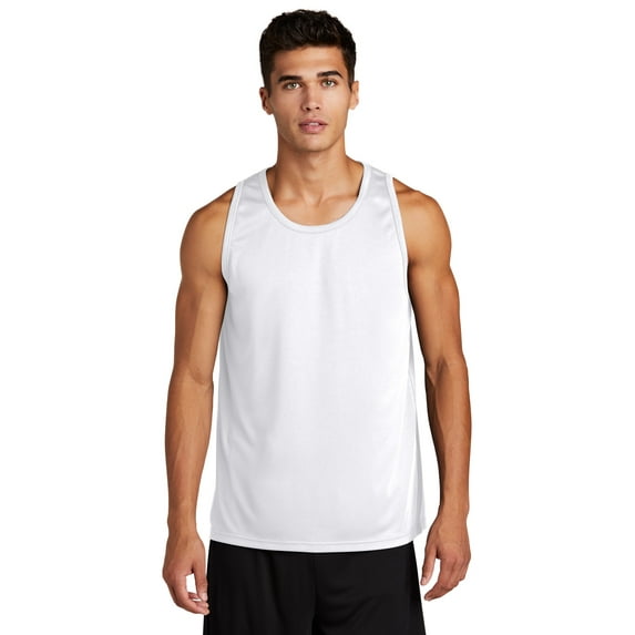 Sport Tek Adult Male Men Scoop Neck Plain sleeveless Tank White 3X-Large