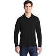 thumbnail image 1 of Sport Tek Adult Male Men Shirt Collar Plain Long Sleeves Polo Black X-Small, 1 of 4