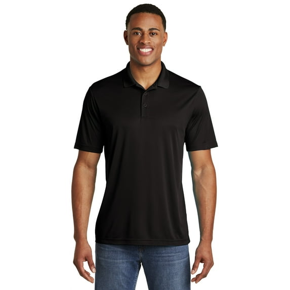Sport Tek Adult Male Men Shirt Collar Plain Short Sleeves Polo Black Small