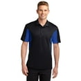 thumbnail image 1 of Sport Tek Adult Male Men Side Blocked Short Sleeves Polo Black/Tr Royal Medium, 1 of 6