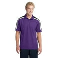 thumbnail image 1 of Sport Tek Adult Male Men Sleeve Blocked Short Sleeves Polo Purple/Blk/Wht Medium, 1 of 5