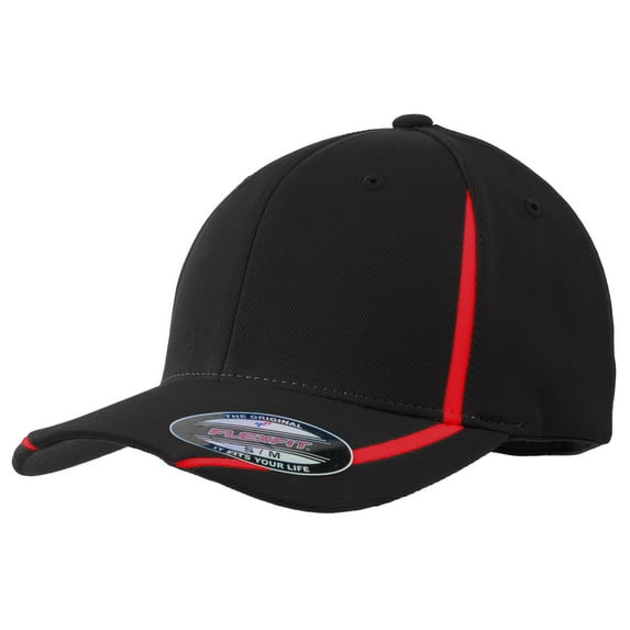 Sport Tek Adult Unisex Regular Colorblock Cap Black/True Red X-Small
