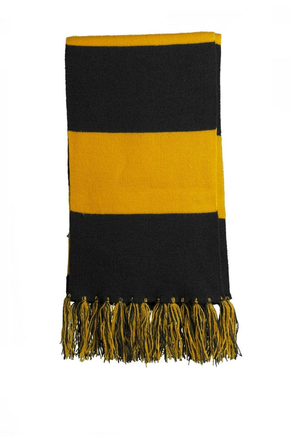Sport Tek Adult Unisex Regular Spectator Scarf Black/Gold One Size Fits All