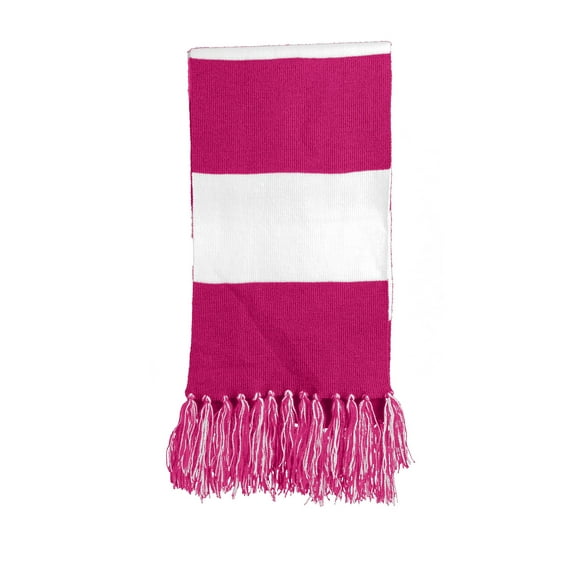 Sport Tek Adult Unisex Regular Spectator Scarf Pink Rasp/Wht One Size Fits All