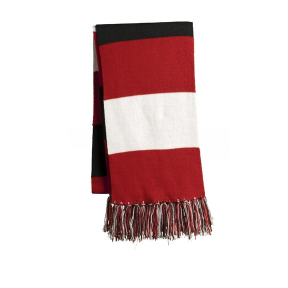 Sport Tek Adult Unisex Regular Spectator Scarf Tr Red/Wht/Blk One Size Fits All