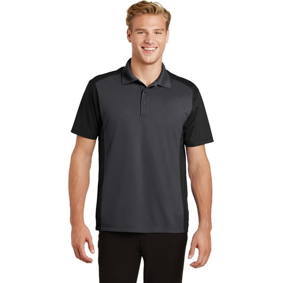 Sport-Tek Colorblock Micropique Sport Wick Polo-2XL (Iron Grey/ Black)