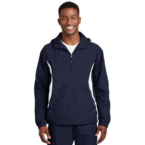 Sport-Tek Colorblock Raglan Anorak-3XL (True Navy/White)