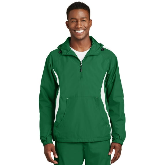 Sport-Tek Colorblock Raglan Anorak-L (Kelly Green/White)