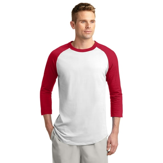 Sport-Tek Colorblock Raglan Jersey-2XL (White/Red)