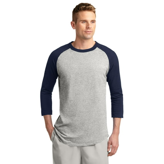 Sport-Tek Colorblock Raglan Jersey-3XL (Heather Grey/Navy)