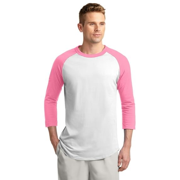 Sport-Tek Colorblock Raglan Jersey-5XL (White/ Bright Pink)