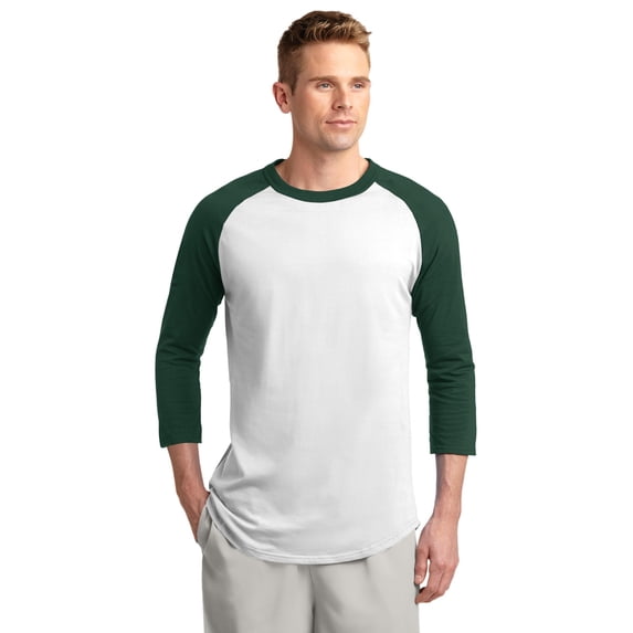 Sport-Tek Colorblock Raglan Jersey-L (White/Forest)
