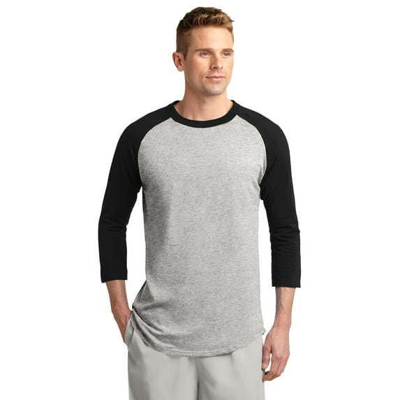 Sport-Tek Colorblock Raglan Jersey-S (Heather Grey/Black)