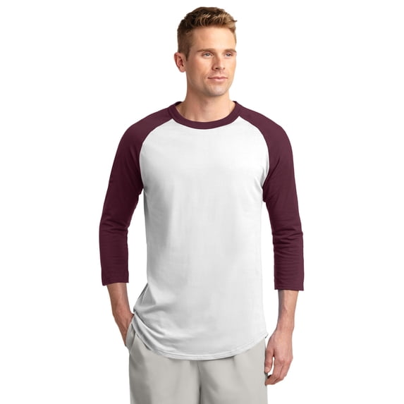 Sport-Tek Colorblock Raglan Jersey-S (White/Maroon)