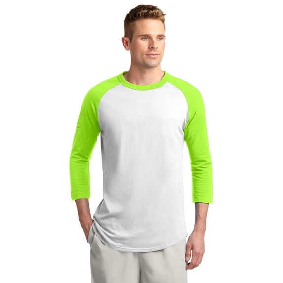 Sport-Tek Colorblock Raglan Jersey T200 White/ Lime Shock M