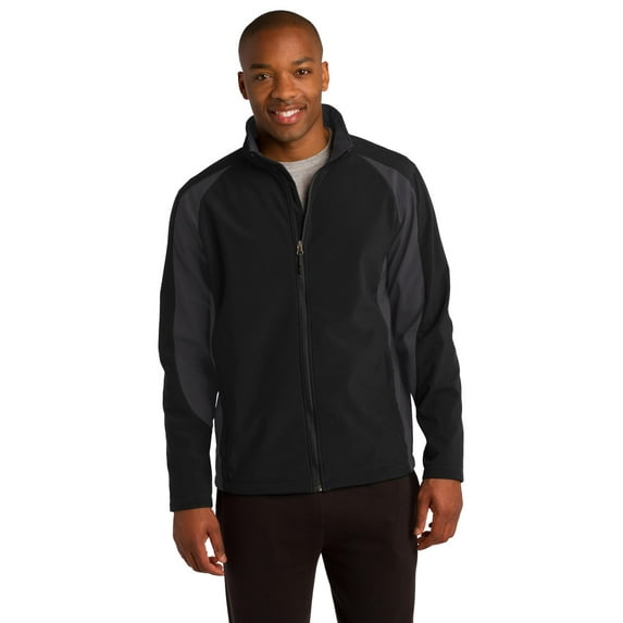 Sport-Tek ST970 Mens Colorblock Soft Shell Jacket - Black/ Iron Grey - XL