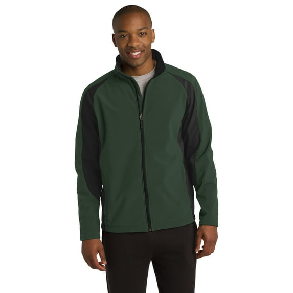 Sport-Tek ST970 Colorblock Soft Shell Jacket, Forest Green/ Black, XL