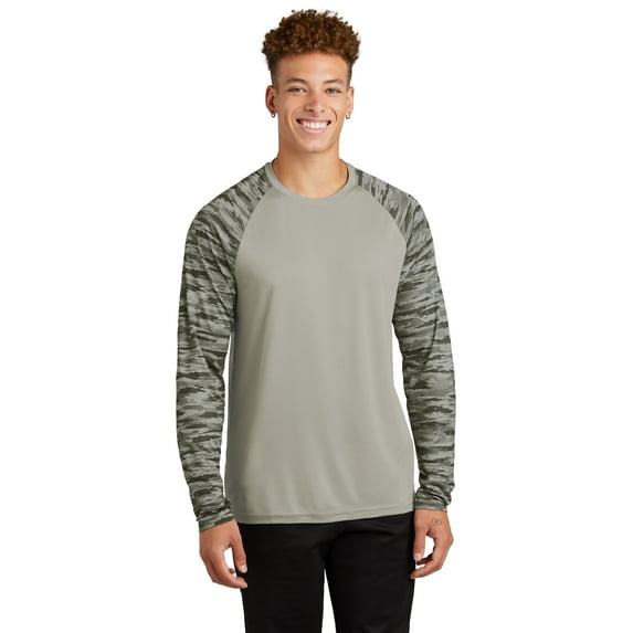 Sport-Tek Drift Camo Colorblock Long Sleeve Tee ST376LS