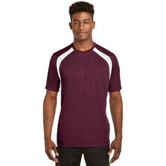 Sport-Tek Dry Zone Colorblock Crew-2XL (Maroon/White)