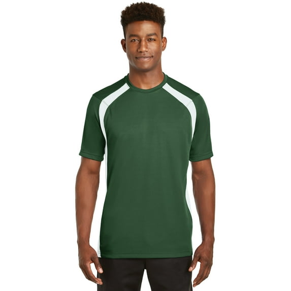 Sport-Tek Dry Zone Colorblock Crew-XS (Forest Green/White)
