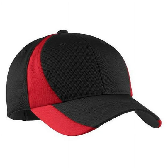 Sport-Tek Dry Zone Nylon Colorblock Cap-One Size (Black/True Red)