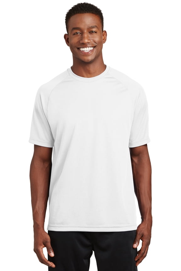 Sport Tek Adult Male Men Crew Neck Plain Short Sleeves T-Shirt White Large