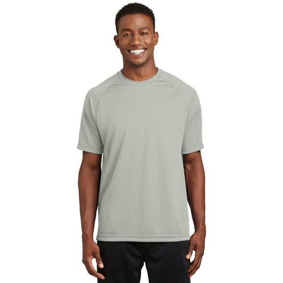 Sport-Tek T473 Mens Dry Zone Short Sleeve Raglan T-Shirt, Silver - 3XL