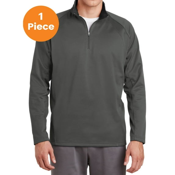 Sport-Tek F243 Sport-Wick 1/4-Zip Fleece Pullover, Dark Smoke Grey/ Black, L, Mens Pullover Hoodies and Sweatshirts