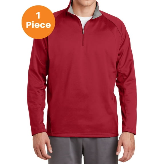 Sport-Tek F243 Sport-Wick 1/4-Zip Fleece Pullover, Deep Red/ Silver, 4XL, Mens Hoodies and Sweatshirts