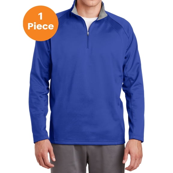Sport-Tek F243 Sport-Wick 1/4-Zip Fleece Pullover, True Royal/ Silver, L, Mens Pullover Hoodies and Sweatshirts