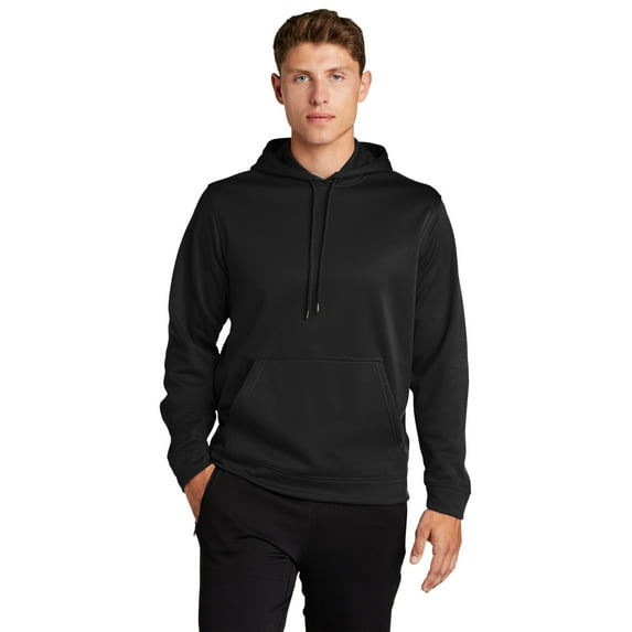 Sport-Tek F244 Mens Sport-Wick Fleece Hooded Pullover, Black - 4XL