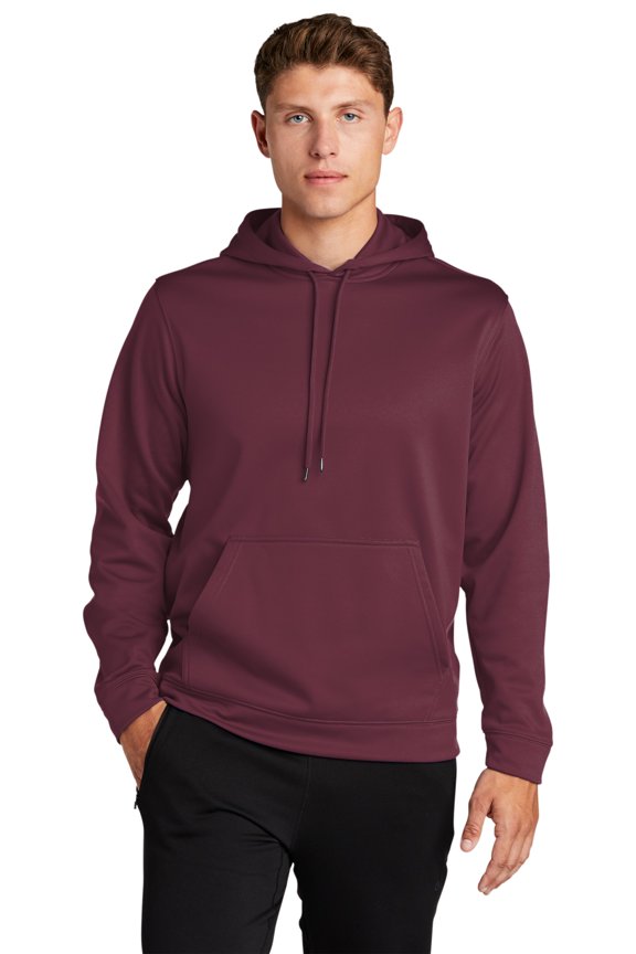 F244 Mens Sport-Wick Fleece Hooded Pullover, Maroon - Extra Small
