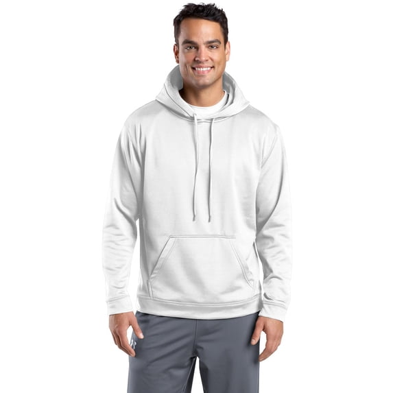 Sport-Tek F244 Mens Sport-Wick Fleece Hooded Pullover - White - 3X-Large