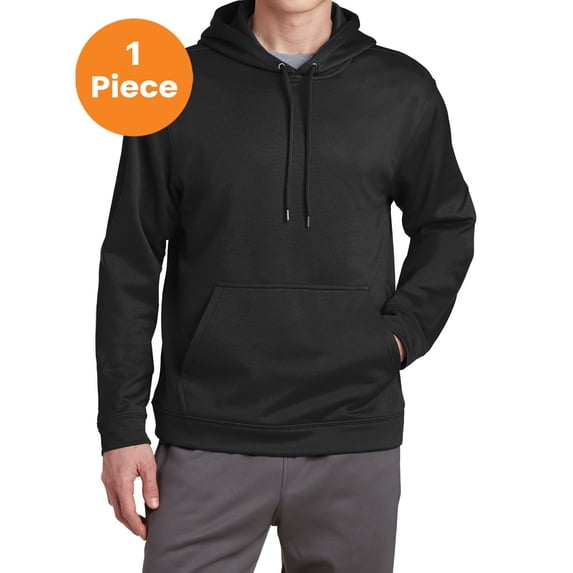Sport-Tek F244 Sport-Wick Fleece Hooded Pullover Sweatshirt, Black, L, Mens Hoodies