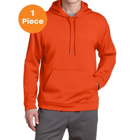 Sport-Tek F244 Sport-Wick Fleece Hooded Pullover Sweatshirt, Deep Orange, S, Mens T-Shirts