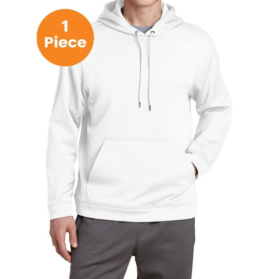 Sport-Tek F244 Sport-Wick Fleece Hooded Pullover Sweatshirt, White, XS, Mens T-Shirts
