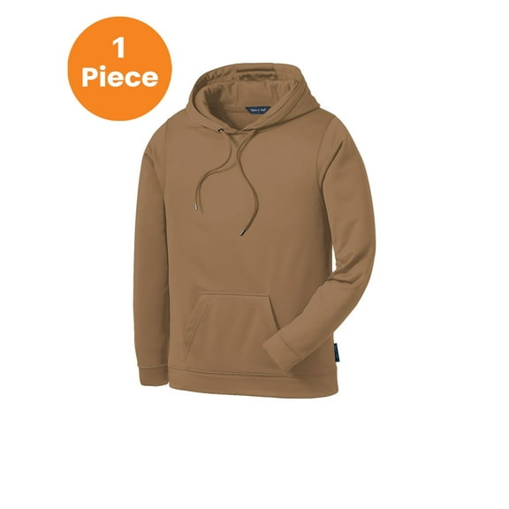 Sport-Tek F244 Sport-Wick Fleece Hooded Pullover Sweatshirt, Woodland Brown, L, Mens Hoodies and Sweatshirts