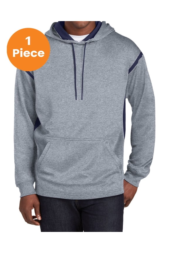 F246 Tech Fleece Colorblock Hooded Sweatshirt, Grey Heather/True Navy, XS, Mens Hoodies and Sweatshirts