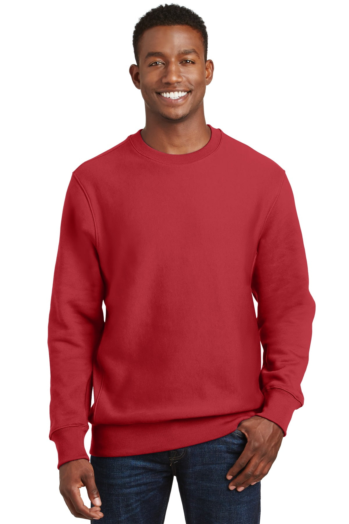 Sport-Tek Men's Heavyweight Crewneck Sweatshirt - 12 Oz Comfort Fleece, Black, 2XL