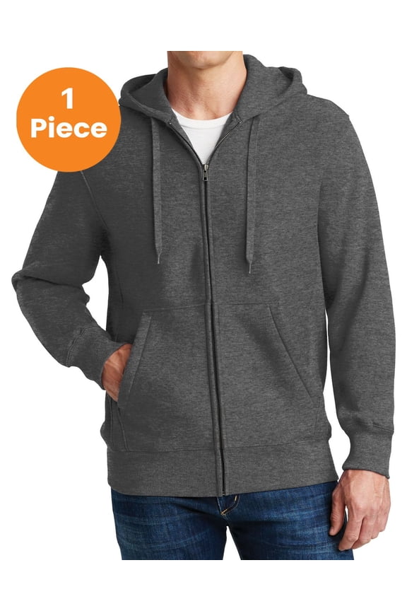 F282 Super Heavyweight Full-Zip Hooded Sweatshirt, Graphite Heather, M, Mens Hoodies and Sweatshirts