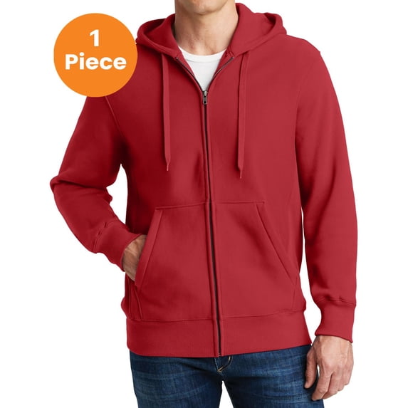 Sport-Tek F282 Super Heavyweight Full-Zip Hooded Sweatshirt, Red, S, Mens Hoodies and Sweatshirts