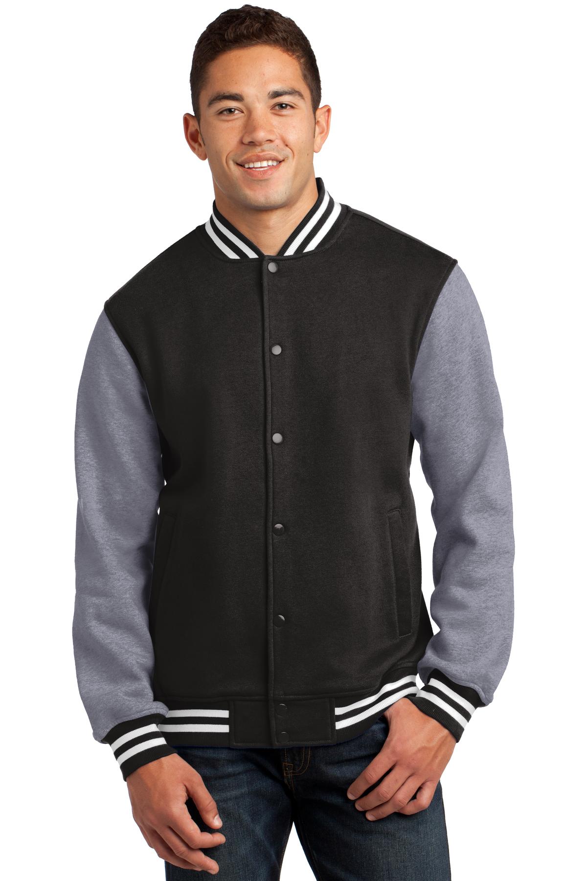 Just Hoods by Awdis JHA043 Men's 80/20 Heavyweight Letterman Jacket - Jet Blk/ Hth Gry - 3XL