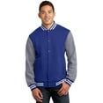 thumbnail image 1 of Sport-Tek Fleece Letterman Jacket-L (True Royal/ Vintage Heather), 1 of 6