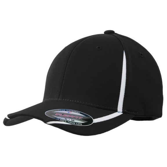 Sport-Tek Flexfit Performance Colorblock Cap-S/M (Black/White)