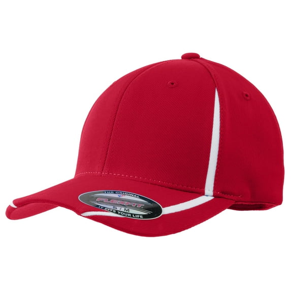 Sport-Tek Flexfit Performance Colorblock Cap-S/M (True Red/White)