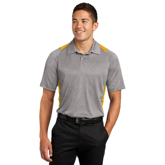 Sport-Tek Heather Colorblock Contender Polo-L (Vintage Heather/ Gold)